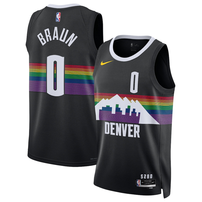 Men's Denver Nuggets #0 Christian Braun Black 2025/26 City Edition Stitched Basketball Jersey